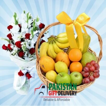 Fruit Basket with bouquet