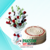 Fresh flowers with cake