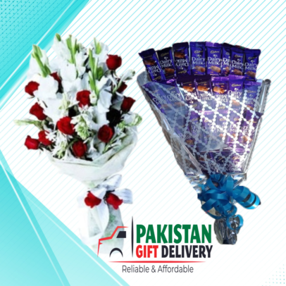 Chocolate bouquet with flowers